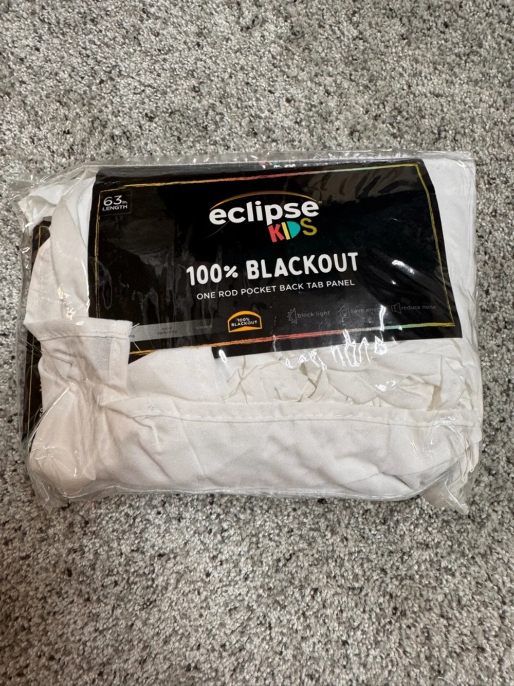 Eclipse Blackout Curtain, Tiered Ruffle Kids Curtain, 63” by 40” ONE CURTAIN